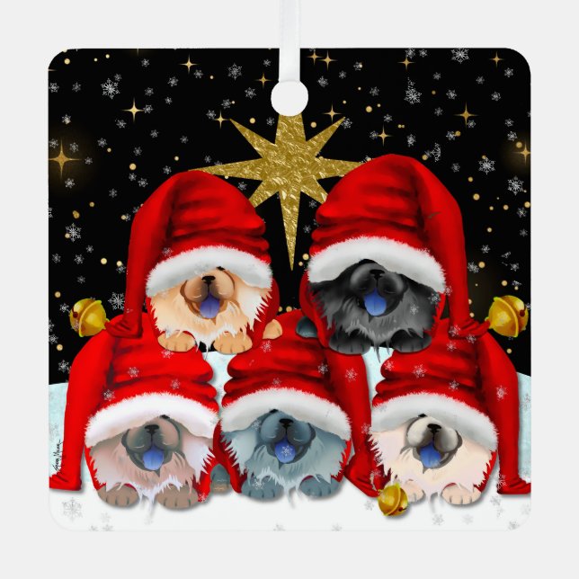 PEACE ON EARTH  5 chows metal ornament (Front)