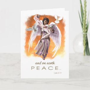 Peace on Earth. African American Angel Christmas Holiday Card
