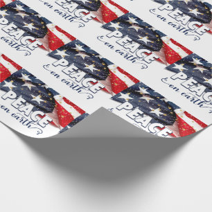 Peace on Earth American Flag Patriotic Christmas Wrapping Paper