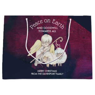 Peace on Earth and Goodwill Towards All Shepherd Large Gift Bag