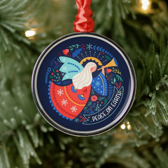 Peace on Earth Angel Design Metal Ornament (Tree)