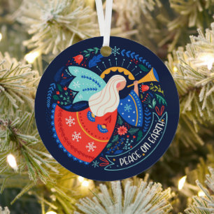 Peace on Earth Angel Design Metal Tree Decoration