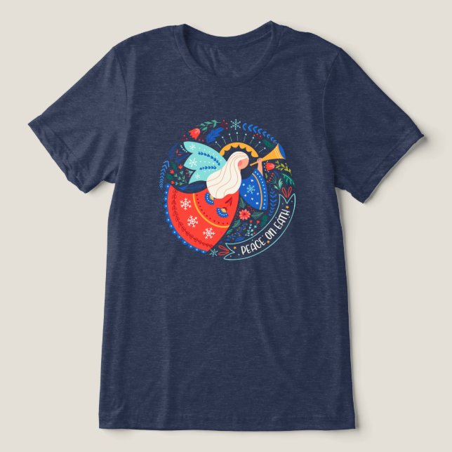 Peace on Earth Angel Design Tri-Blend Shirt (Design Front)