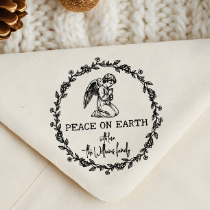 PEACE ON EARTH Angel in Prayer Christian Christmas Rubber Stamp