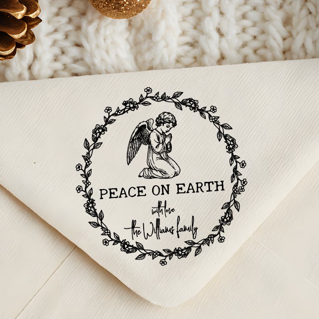 PEACE ON EARTH Angel in Prayer Christian Christmas Rubber Stamp (Creator Uploaded)