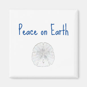 Peace on Earth Beach Sand Dollar Christmas Magnet