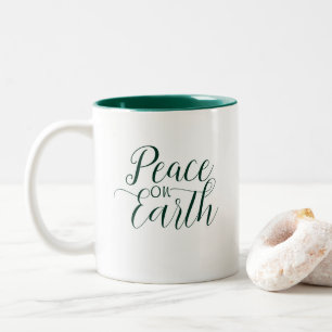 Peace on Earth Bible Verse Green Christmas Two-Tone Coffee Mug