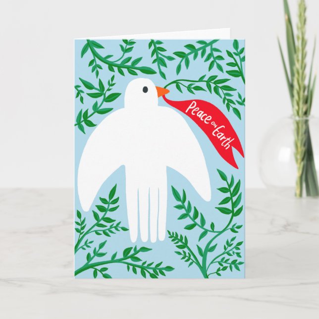 Peace on Earth Bird Dove Christmas Xmas Holiday Card (Front)