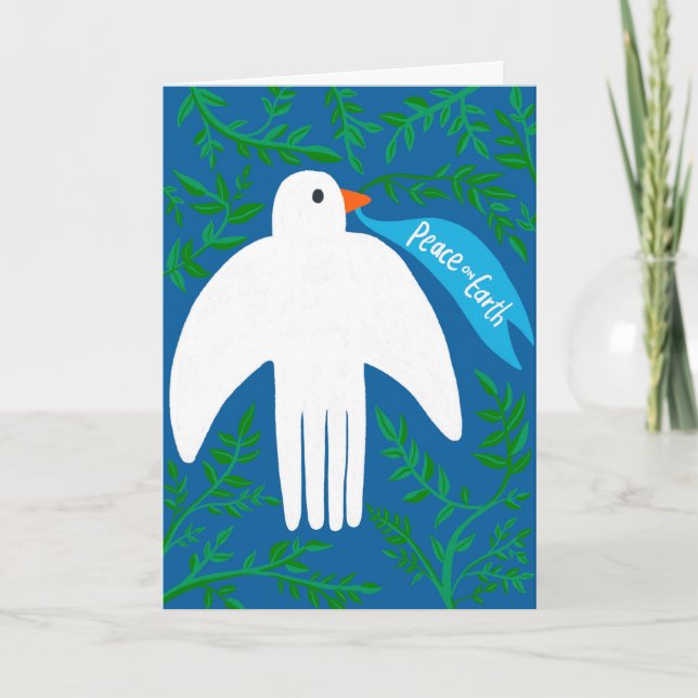 Peace on Earth Bird Dove Christmas Xmas Holiday Card (Front)