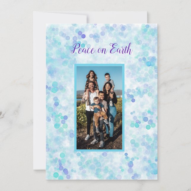 Peace on Earth Blue Violet Personalised Holiday  C Card (Front)