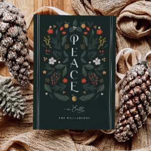Peace on Earth Botanical Christmas Holiday Card
