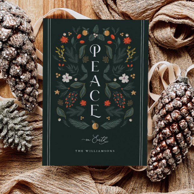 Peace on Earth Botanical Christmas Holiday Card (Creator Uploaded)