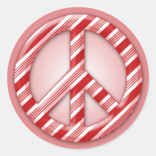 Peace on Earth Candy Cane Classic Round Sticker