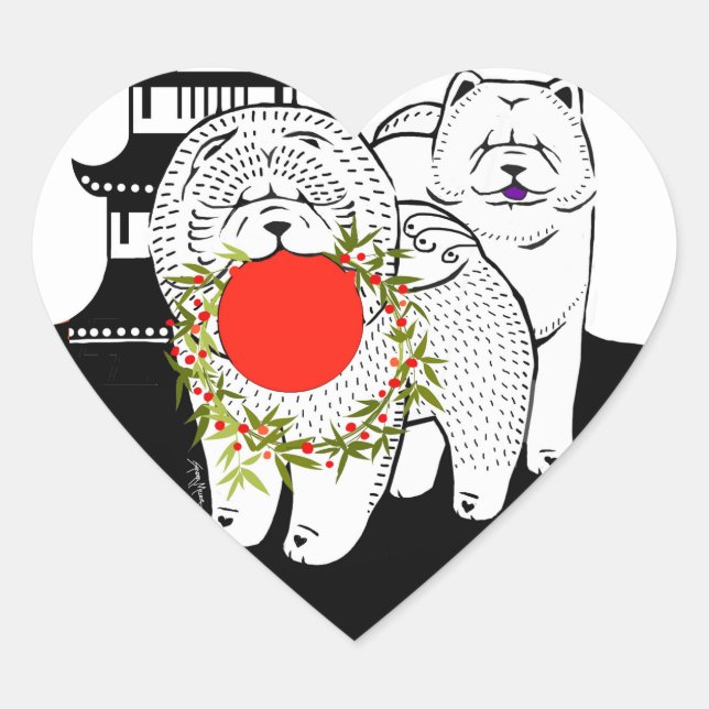 PEACE ON EARTH  - Chow heart holiday stickers (Front)