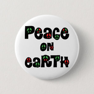 Peace On Earth Christmas 6 Cm Round Badge