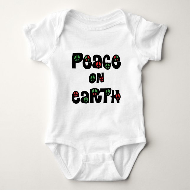 Peace On Earth Christmas Baby Bodysuit (Front)