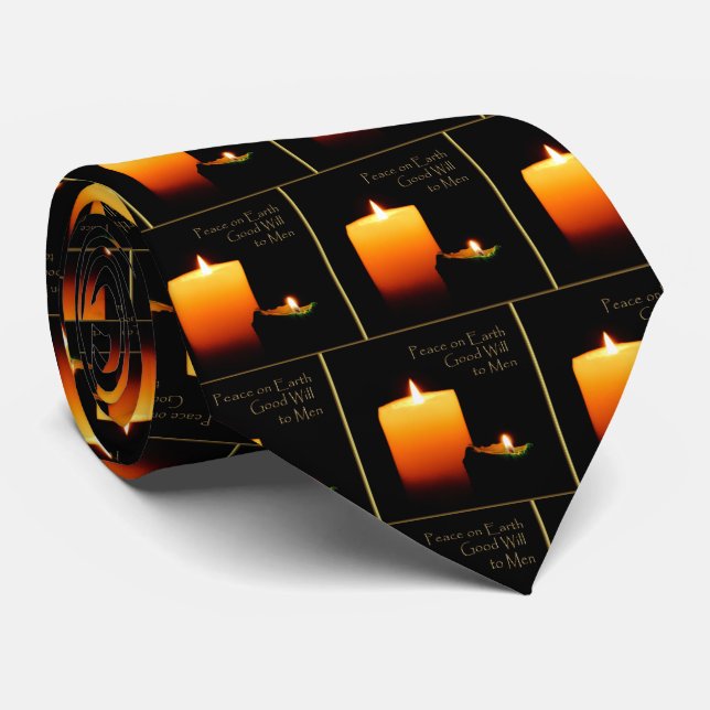 Peace on Earth Christmas Candles Men's Tie (Rolled)