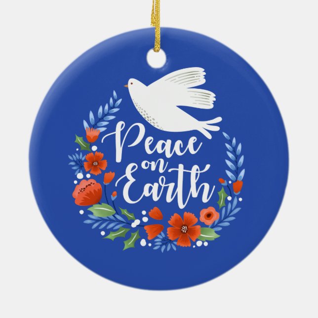 Peace on Earth Christmas Ceramic Ornament (Back)