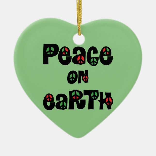 Peace On Earth Christmas Ceramic Ornament (Front)