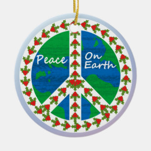 Peace on Earth  Christmas Ceramic Ornament