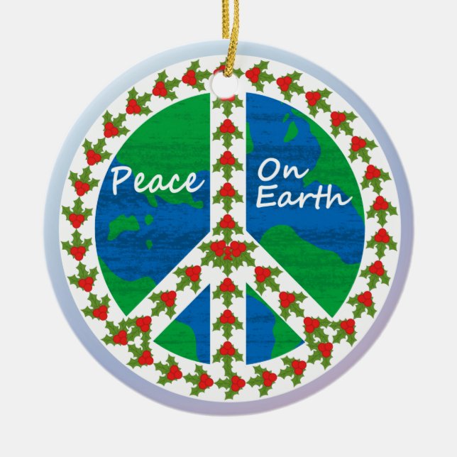 Peace on Earth  Christmas Ceramic Ornament (Front)