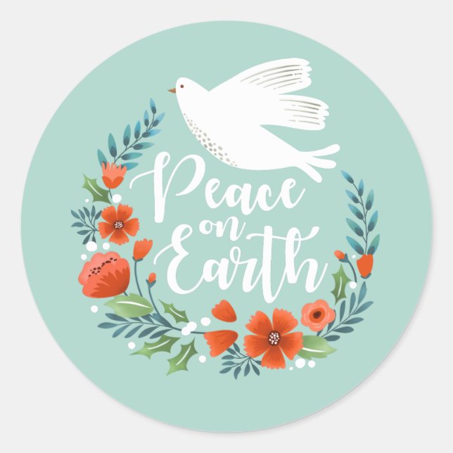 Peace on Earth Christmas Classic Round Sticker (Front)