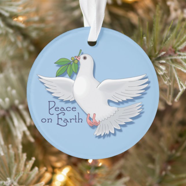 Peace On Earth Christmas Dove With Olive Branch Ornament (Tree)