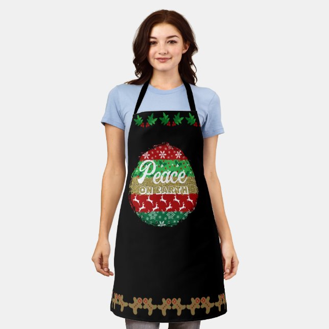 Peace on Earth Christmas Gift - Holiday Baking Apron (Worn)