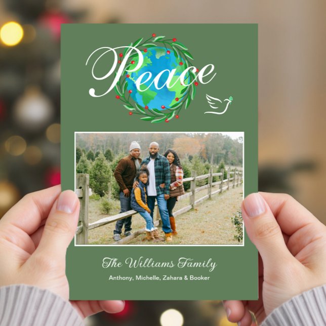 Peace on Earth Christmas Holiday Custom Photo Card (Creator Uploaded)