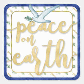 Peace on Earth Christmas Kwanzaa Hanukkah Square Sticker