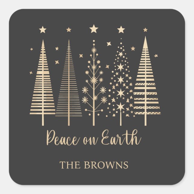 Peace on Earth Christmas Minimalist Square Sticker (Front)