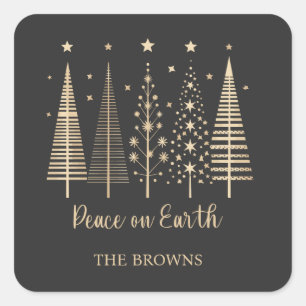 Peace on Earth Christmas Minimalist Square Sticker