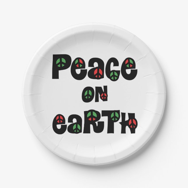 Peace On Earth Christmas Paper Plate (Front)