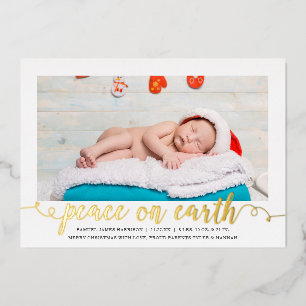 Peace on Earth Christmas Photo Birth Announcement