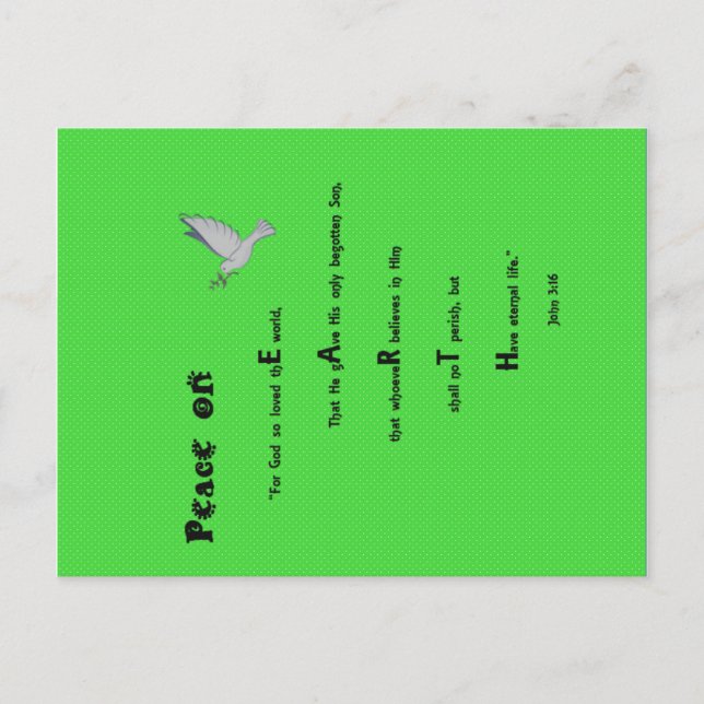 Peace on Earth Christmas Post Card (Front)