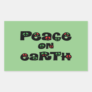 Peace On Earth Christmas Rectangular Sticker
