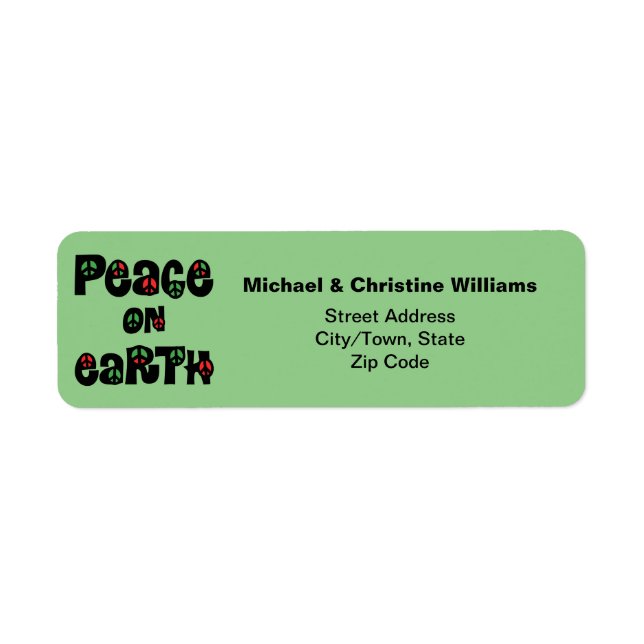 Peace On Earth Christmas Return Address Label (Front)