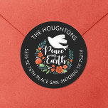 Peace on Earth Christmas Return Address Label<br><div class="desc">A pretty Christmas return address label featuring a dove in a floral wreath with the words Peace on Earth. The Christmas address label is designed in black,  red and white. Personalise it with your name,  for your Christmas envelope seals this year. Designed for you by Blackberry Boulevard.</div>