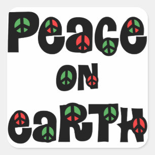 Peace On Earth Christmas Square Sticker