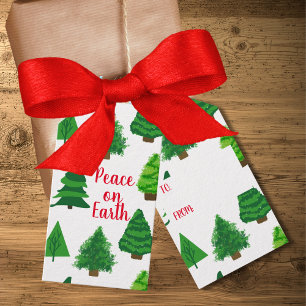 Peace on Earth Christmas Trees Gift Tags