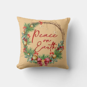 Peace on Earth Christmas Wreath Cushion