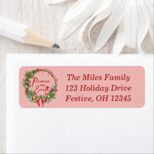 Peace on Earth Christmas Wreath Return Address Label