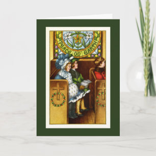 Peace on Earth, Church, Children, Christmas Holiday Card