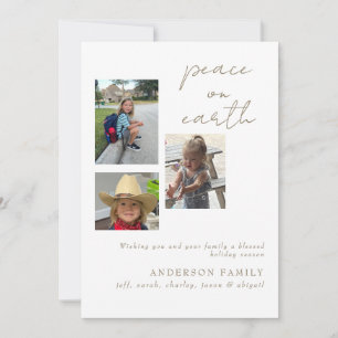 Peace on Earth Collage Photo White Holiday Card