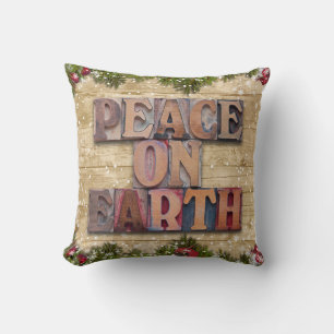 Peace On Earth Country Farmhouse Style Christmas Cushion