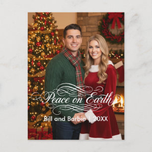Peace on Earth Couples Photo Front Holiday Postcard