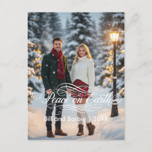 Peace on Earth Couples Photo Front Holiday Postcard