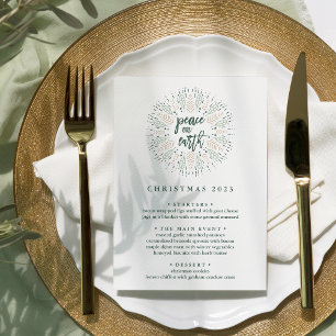 Peace on Earth Custom Christmas Dinner Menu Invitation