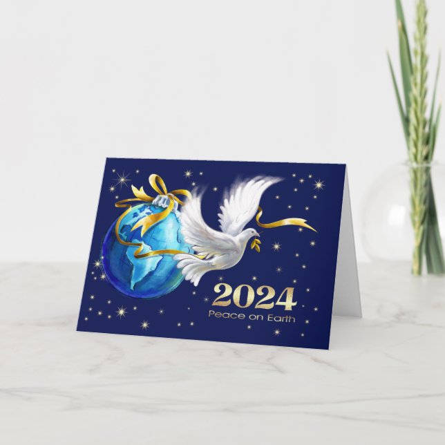 Peace on Earth. Custom New Year's 2024 Holiday Card (Front)