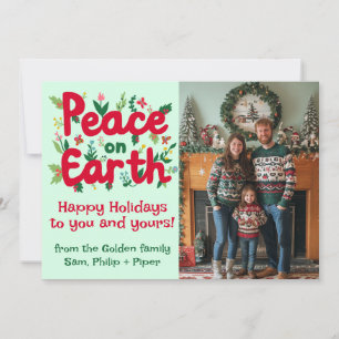 PEACE ON EARTH CUSTOM PHOTO Christmas Holidays Holiday Card
